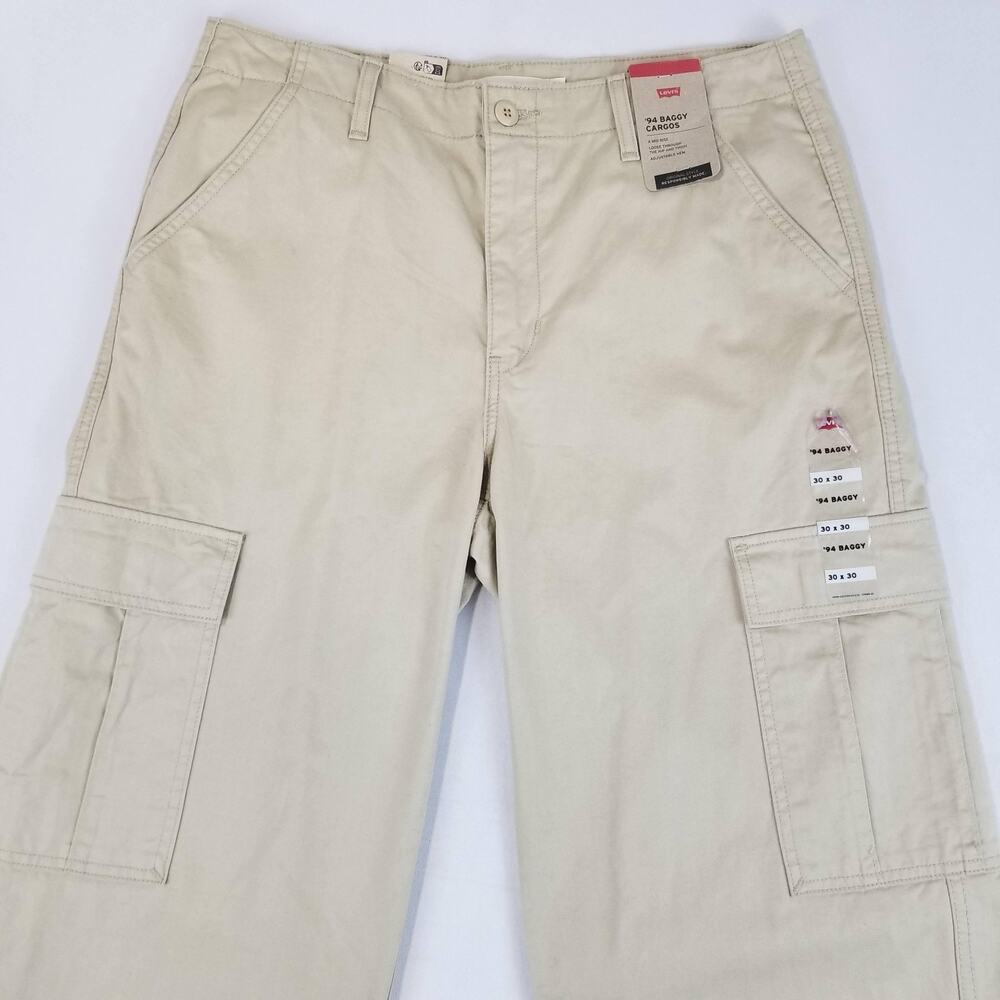 Levi's 94 Baggy Cargo Pants Women's 30x30 Loose Adjustable Hem Utility NWT Tan - Picture 5 of 14